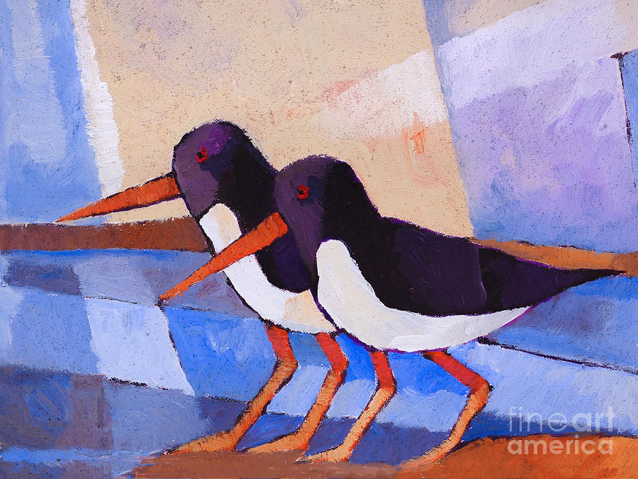 Oystercatcher Couple Painting by Lutz Baar