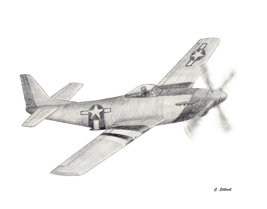 P51 Mustang Drawing by Craig Stillwell