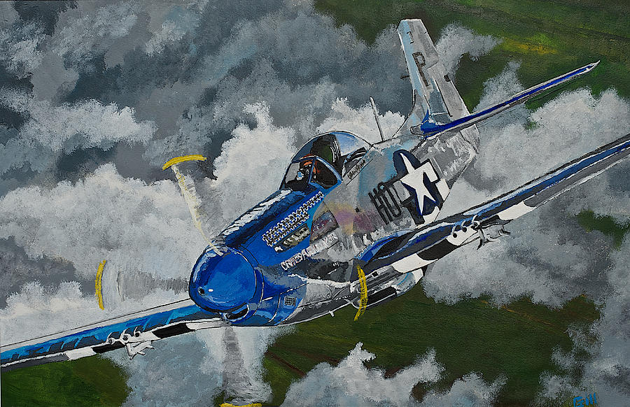 P-51 Mustang over Germany Painting by Terry Gill. 