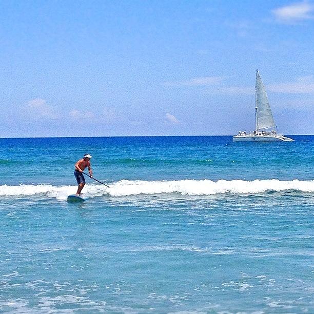 Beach Photograph - Paddle Boarder. #paddle #board #person by Emily W
