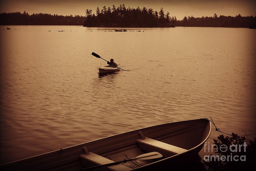 Black And White Photograph - Paddling along by Christy Beal