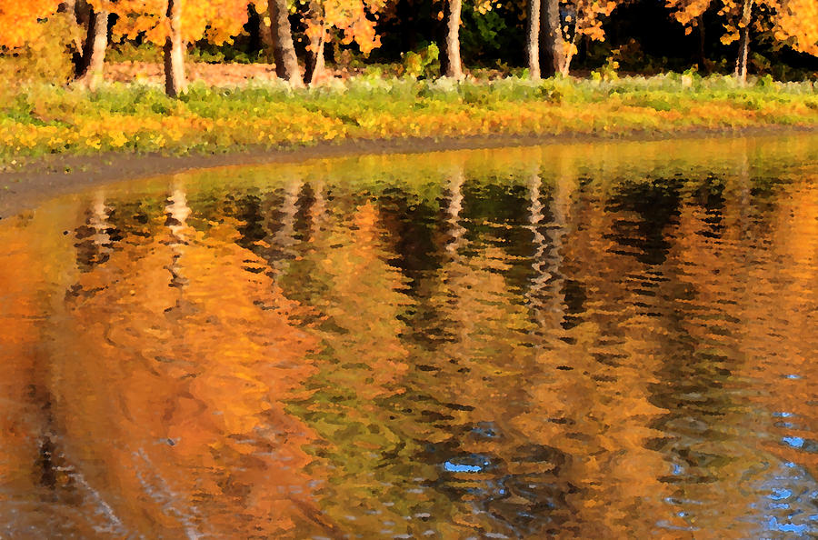 Painted Fall Reflections Digital Art by Coby Cooper