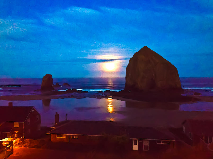 Painted Haystack Rock Photograph by Joseph Bowman