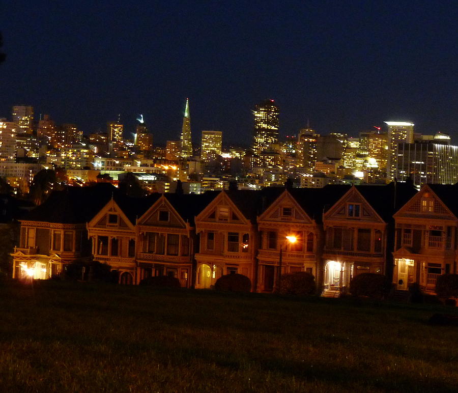 Painted Ladies Night View Photograph by Jeff Lowe