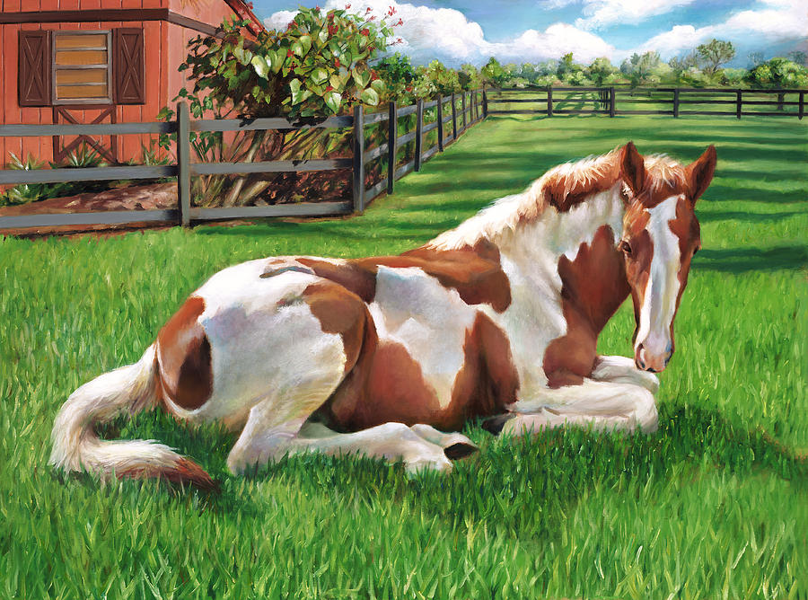 Painted Pony - Splender in the Grass Painting by Nancy Tilles