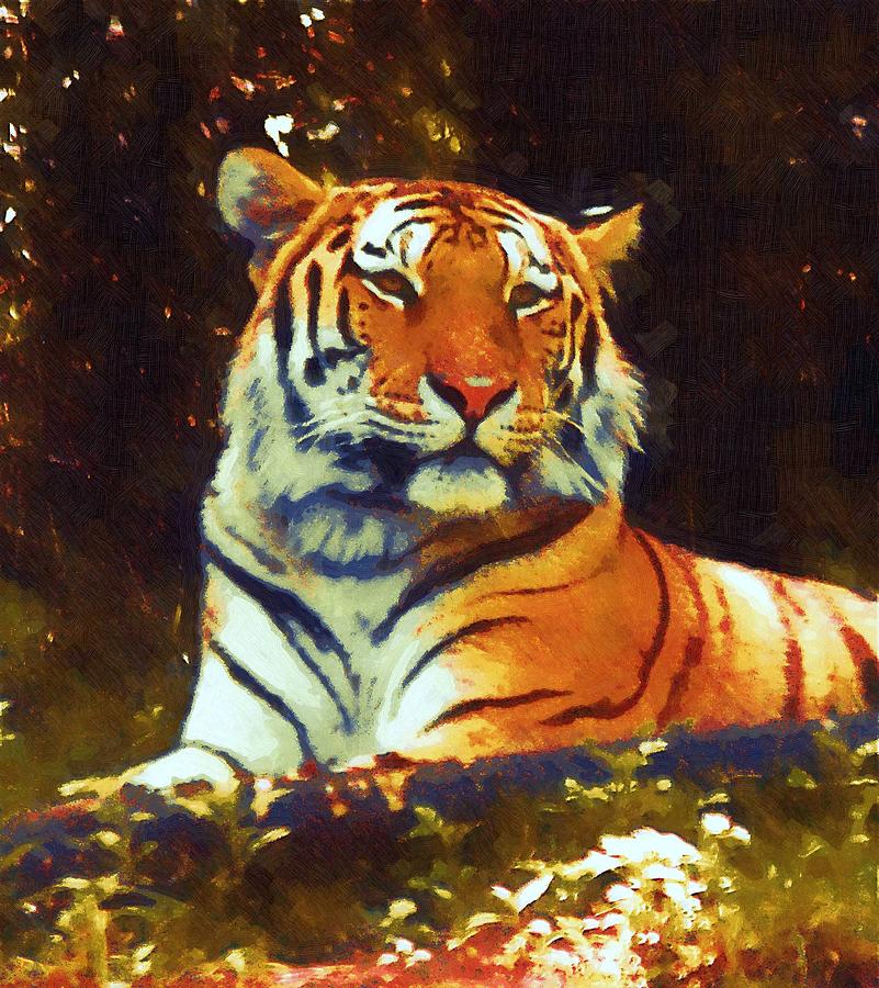 Painted Tiger Digital Art by Rachel Katic - Pixels
