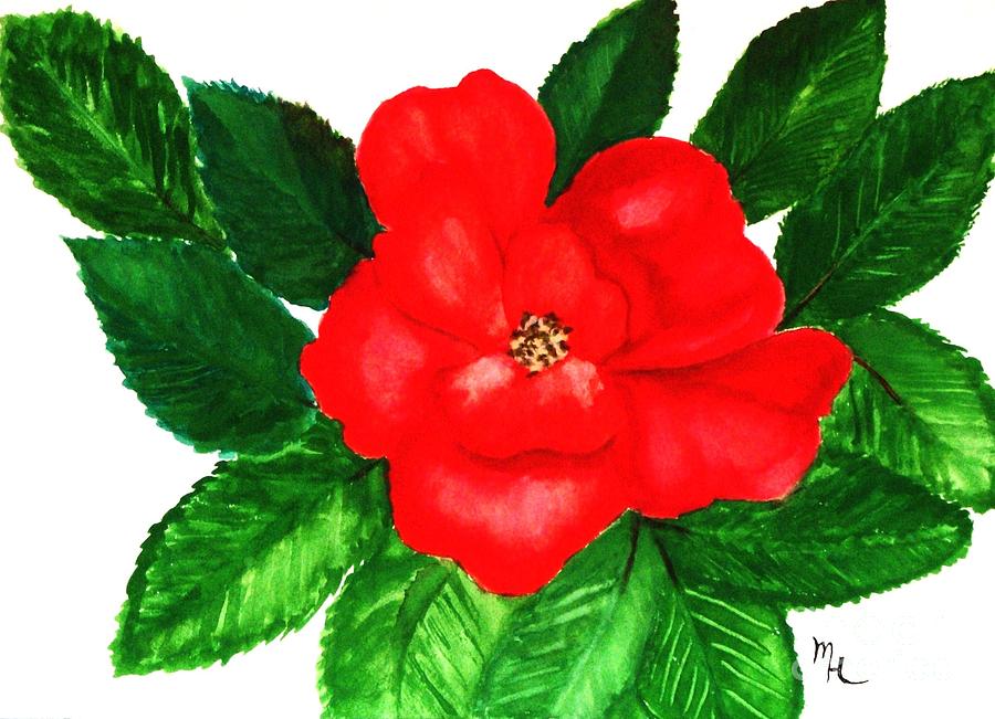 Rose Painting - Painted Watercolor Red Rose by Marsha Heiken