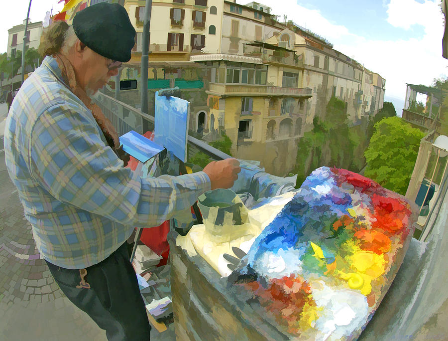 Painter in Sorrento Italy Photograph by Larry Mulvehill