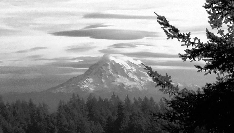 Painterly Rainier in Black and White Photograph by Chris Anderson