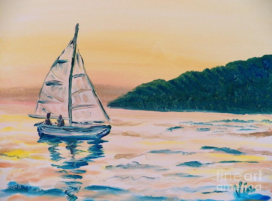 Painting  Morning Sail Painting by Judy Via-Wolff