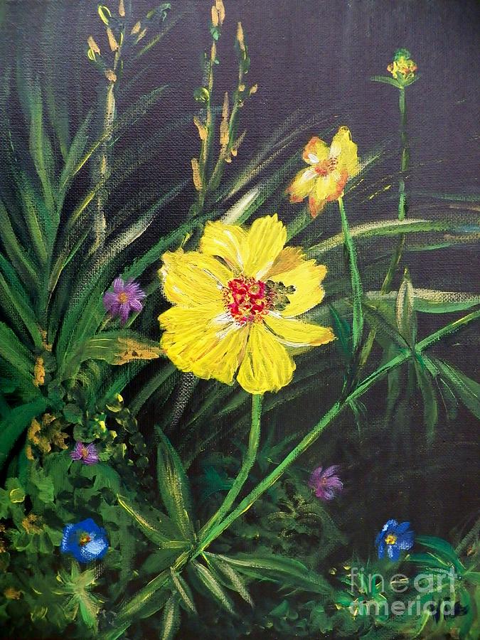 Painting Yellow Cosmos Painting by Judy Via-Wolff