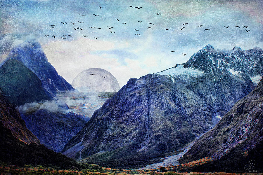 Mountain Digital Art - Pale Moon Rising by Margaret Hormann Bfa