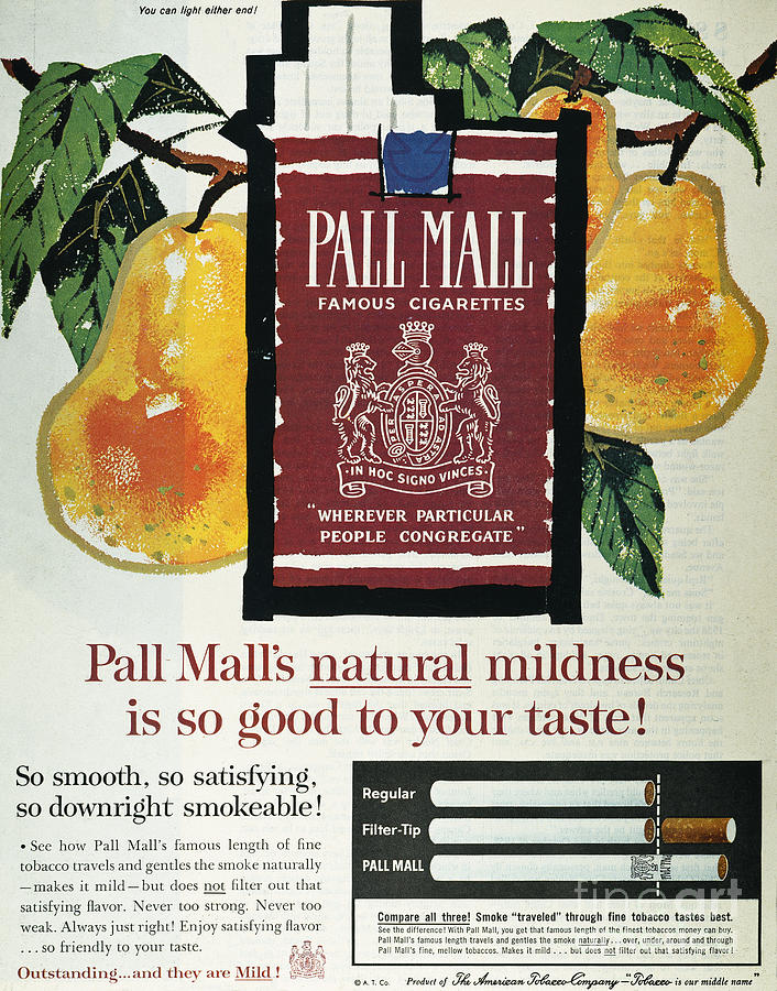 Pall Mall Cigarette Ad, 1962 Photograph by Granger
