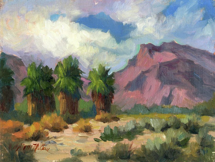 Palms and Indian Head Mountain Painting by Diane McClary