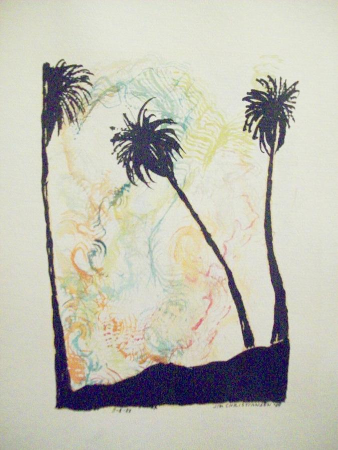 Palms in a Hula Monsoon sunset Painting by James Christiansen