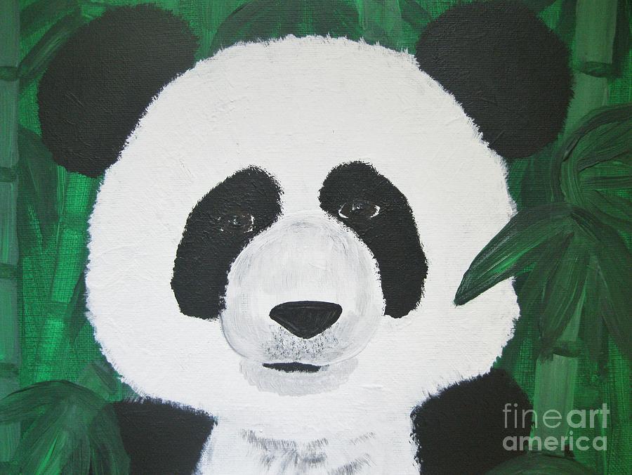 Panda amongst Bamboo Shoots Painting by Eva Dunham