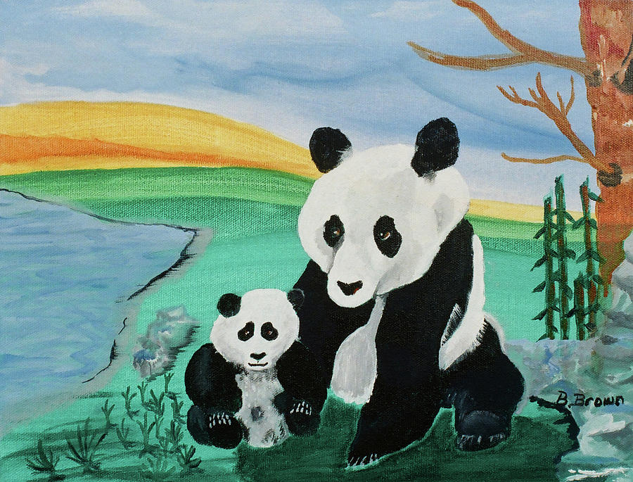 Panda and Cub Painting by Burma Brown