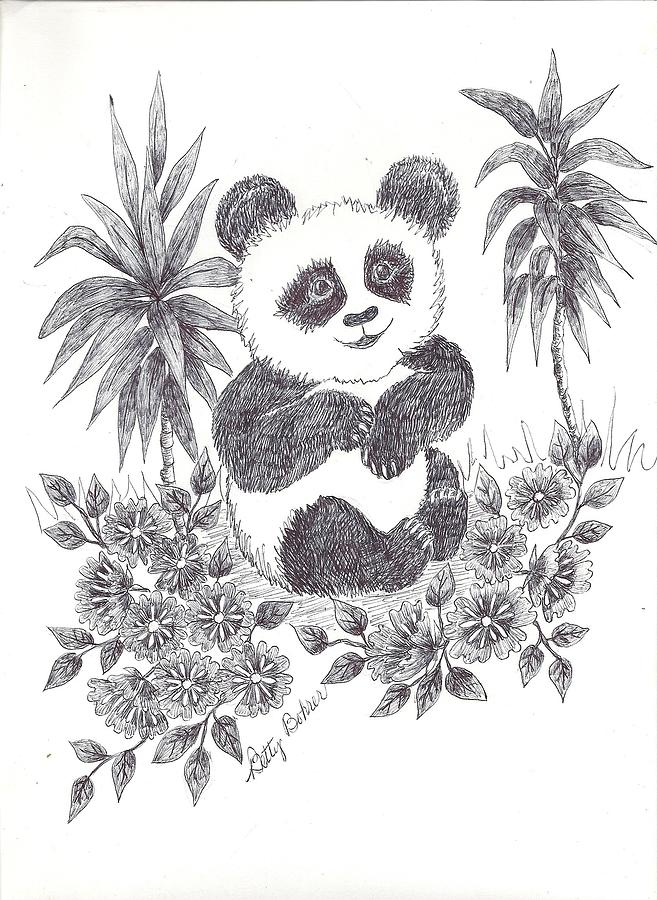 Panda Bear Drawing by Betty Bohrer