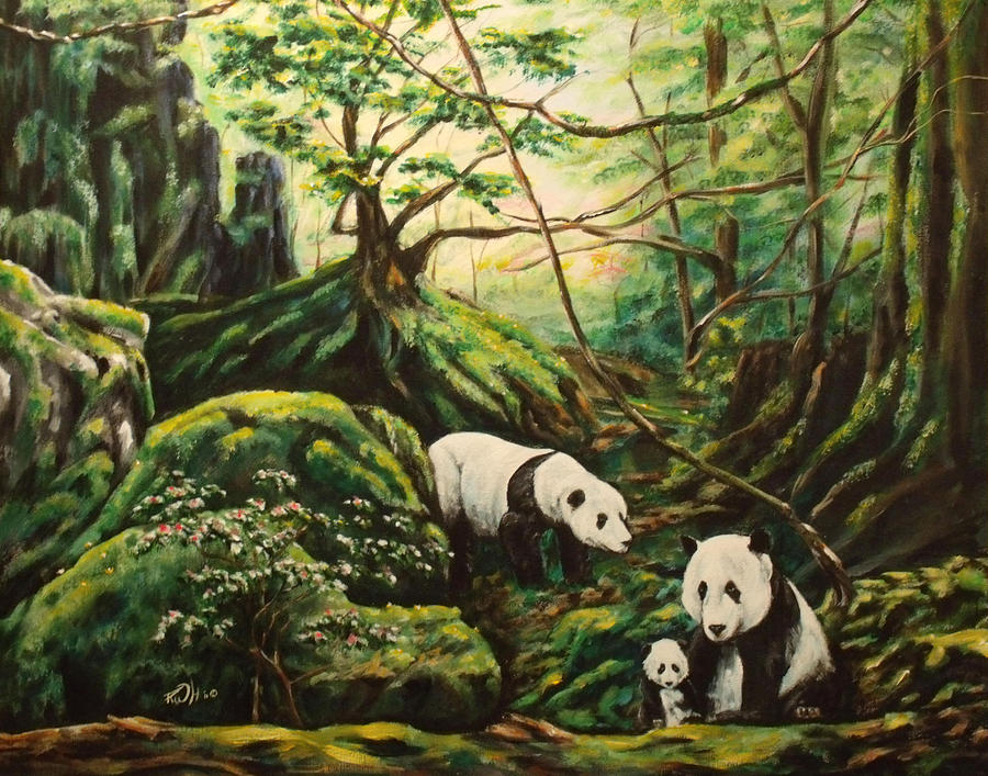 Panda Forest Painting by Rusty W Hinshaw