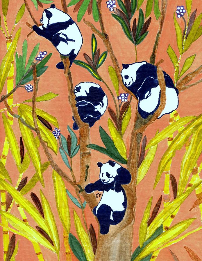 Panda Tree Painting by Connie Valasco