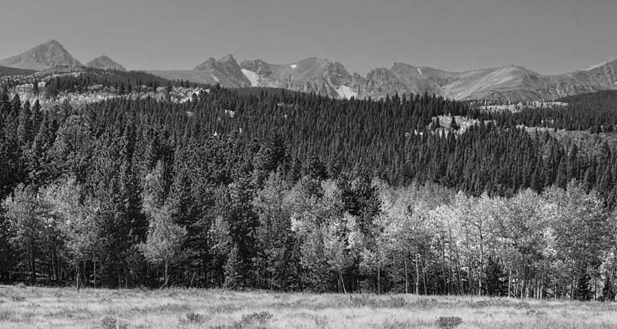 Panorama Scenic Autumn View of The Colorado Indian Peaks BW Photograph by James BO Insogna