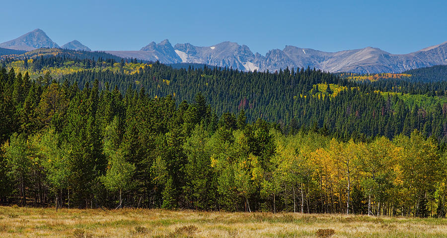 Fall Photograph - Panorama Scenic Autumn View of The Colorado Indian Peaks by James BO Insogna
