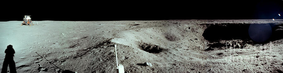 Panoramic Of Rim Of Lunar Crater Photograph by Nasa