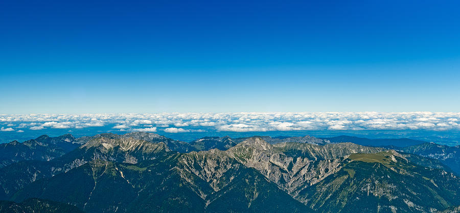 Panoramic View Zugspitze German Austrian Boarder Photograph by U Schade