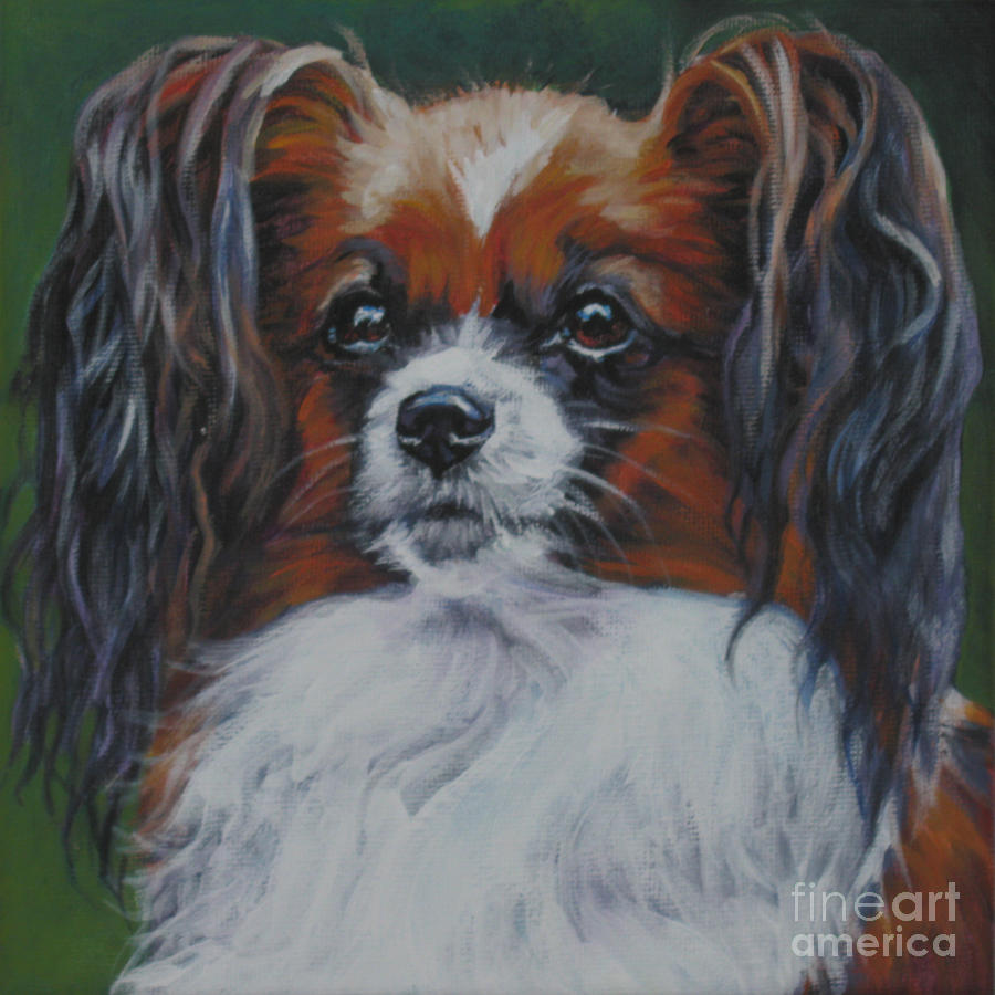 Papillon head study Painting by Lee Ann Shepard
