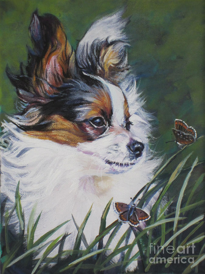 Papillon with butterflies Painting by Lee Ann Shepard