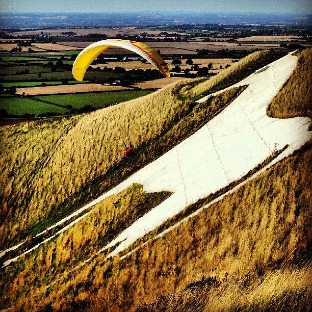 Landscape Photograph - #paragliding Over #westbury-white-horse by Andrew Staffer