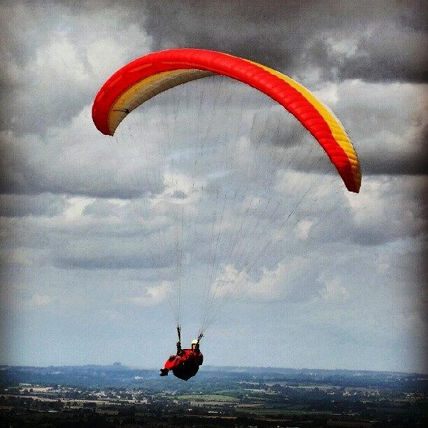Paragliding Photograph - #paragliding #westbury-white-horse by Andrew Staffer