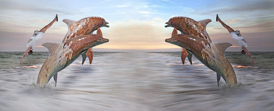 Dolphin Digital Art - Parallels by Betsy Knapp Dolphin Digital Art - Parallels by Betsy Knapp