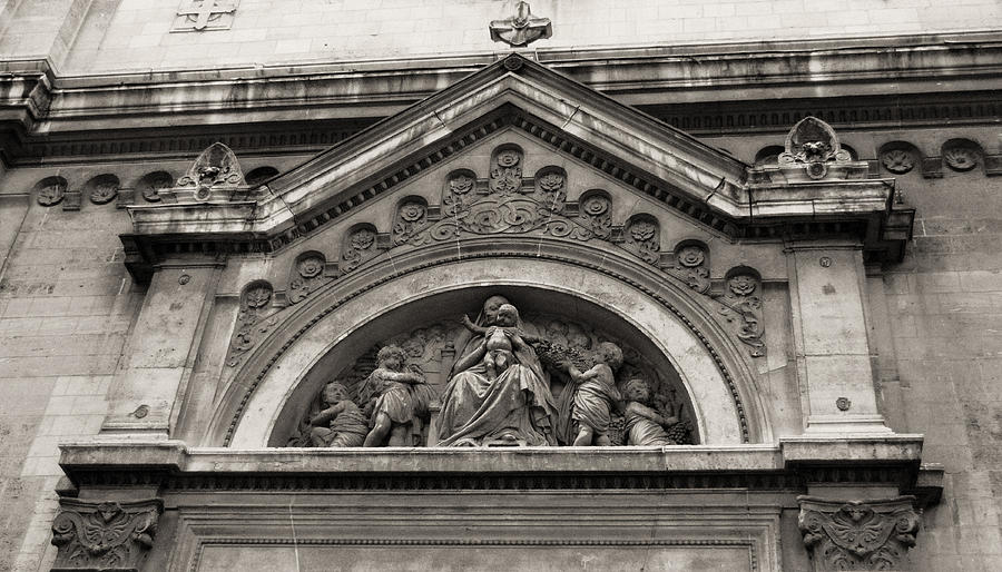 Paris Church Facade in Sepia Photograph by Tony Grider