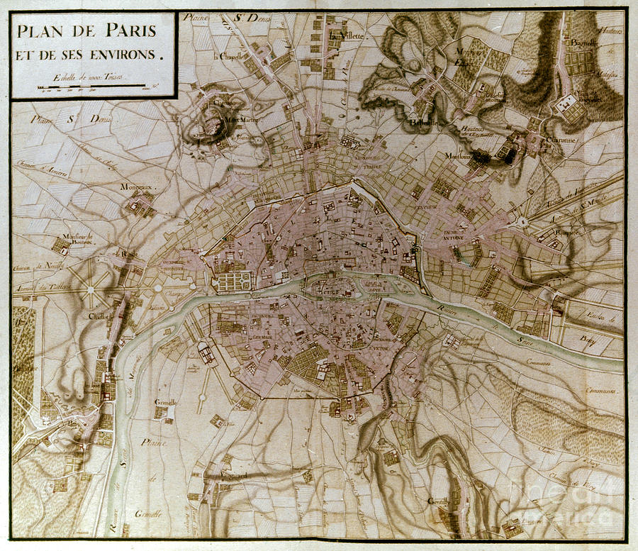 Paris Photograph - Paris, France: Map, 1706 by Granger