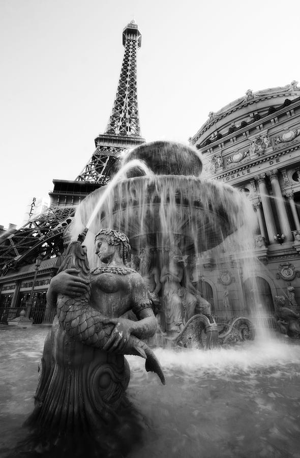 Paris Las Vegas Fountain 1 BW Photograph by The Ecotone | Fine Art America