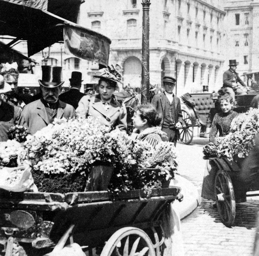 Parisian Flower Girl - c 1898 Photograph by International  Images
