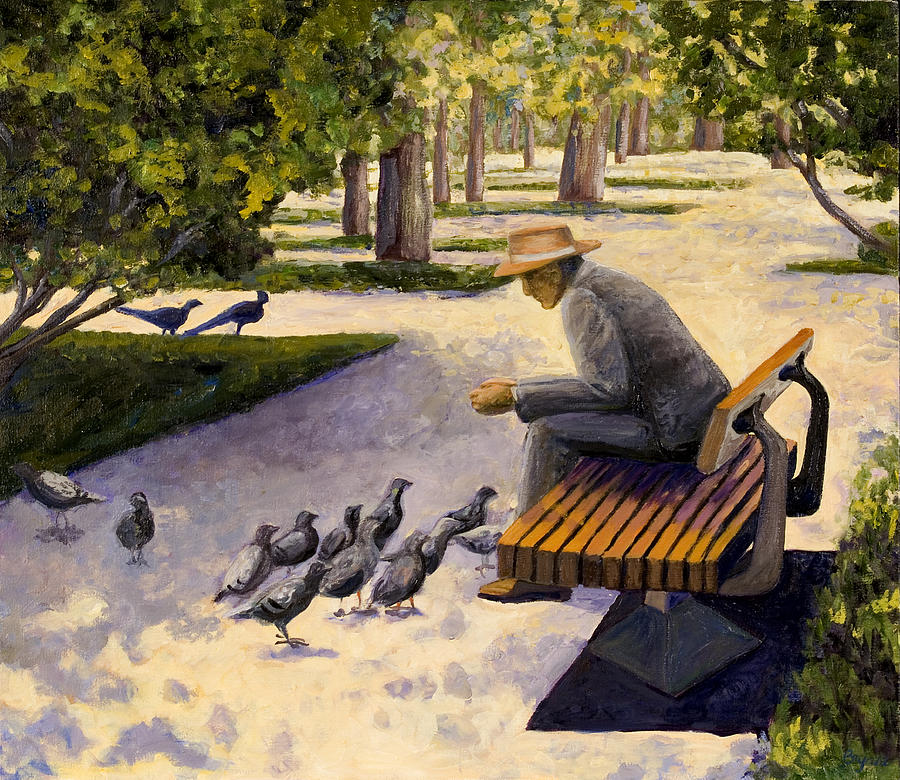 Tree Painting - Park Bench by Sandra Bryant