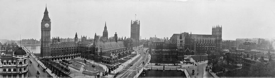 Parliament Square showing Big Ben and Westminster Abbey - London England - c. 1909 Photograph by International  Images