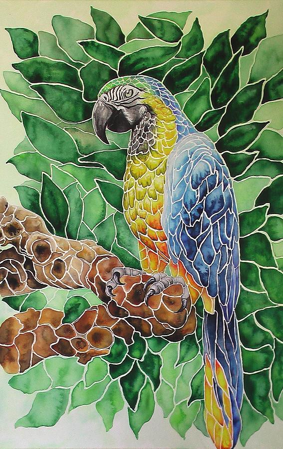 Parrot Mosaic Watercolor by Nancy Hartson-Miller