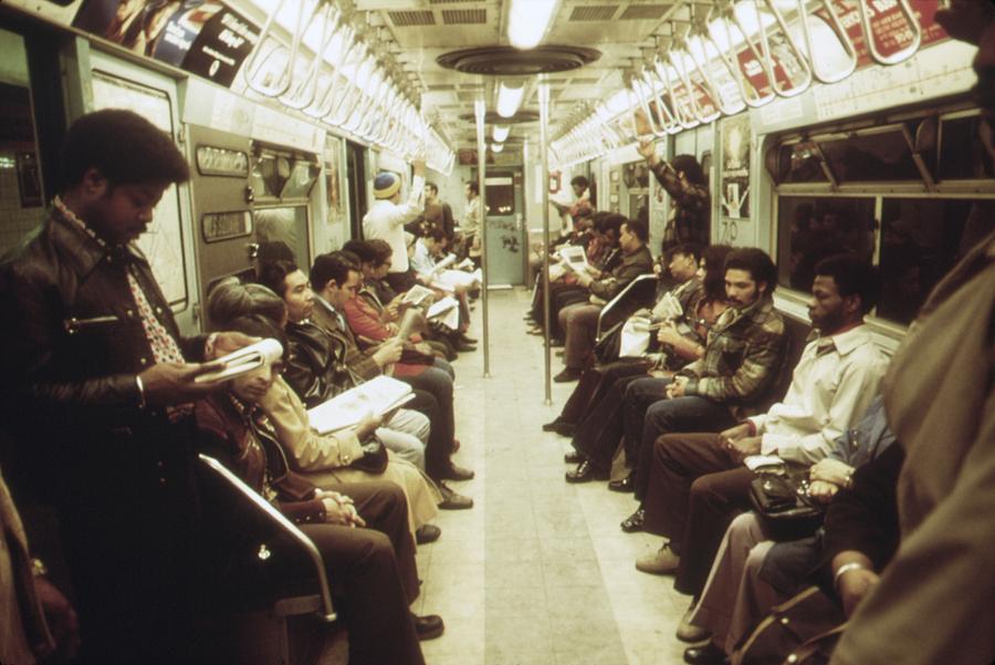 Passengers On The New York City Subway Photograph by Everett
