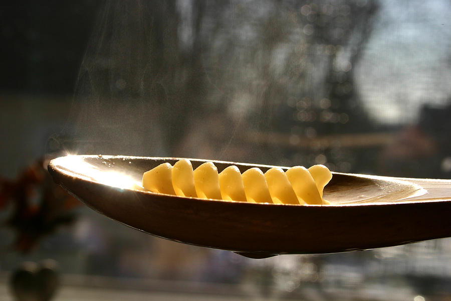 Pasta shape in wooden spoon Photograph by Emanuel Tanjala