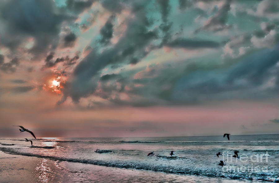 Pastel Sky with Birds Photograph by Jeff Breiman