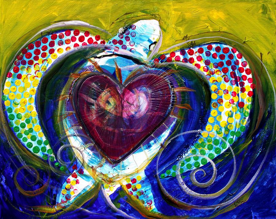 Pastel Turtle Heart Painting by J Vincent Scarpace