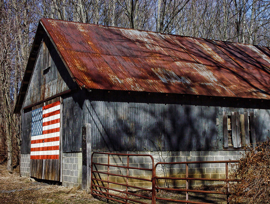 Patriotic country barn Photograph by Sami Martin