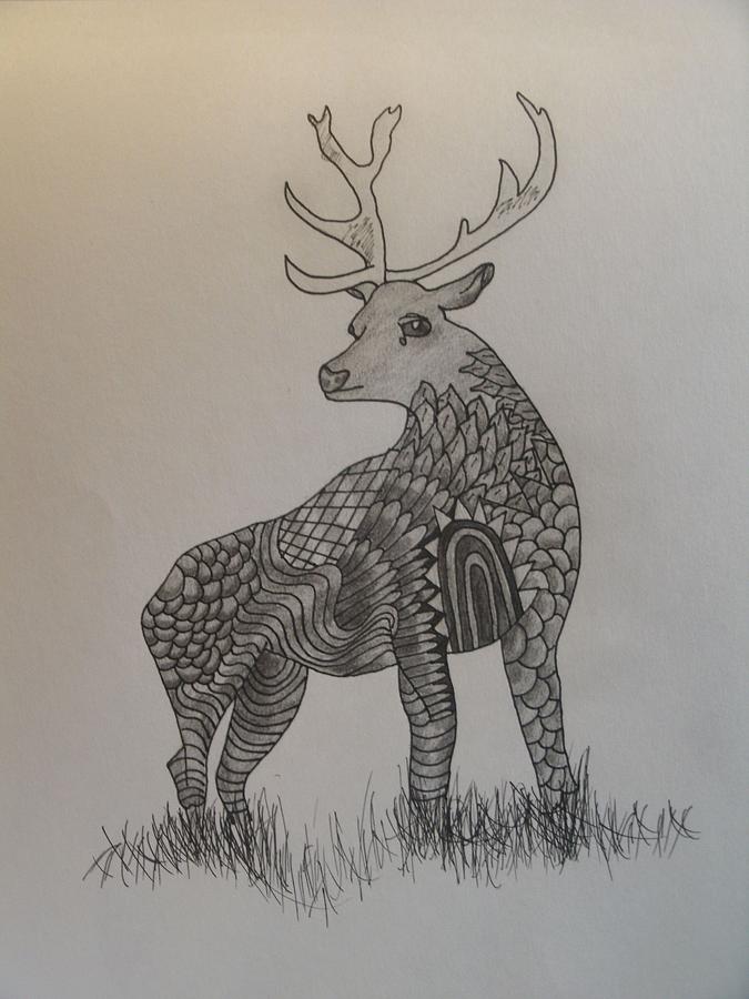Pattern Deer Drawing by Samantha Lusby