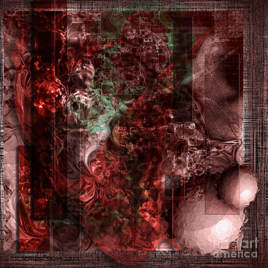 Space Digital Art - Pattern Down - Red by Monroe Snook