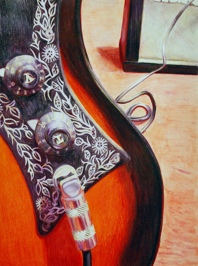 Guitar Still Life Drawing - Pattern by George Wagner