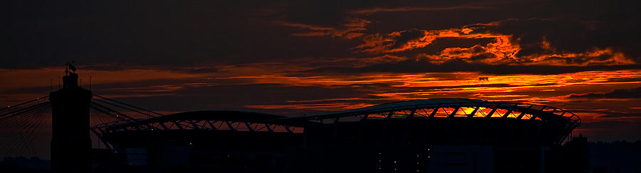 Sunset Photograph - Paul Brown Stadium Silhouette by Keith Allen