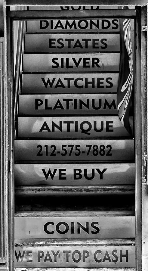 Black And White Photograph - Pawn Shop Sign NYC by Robert Ullmann